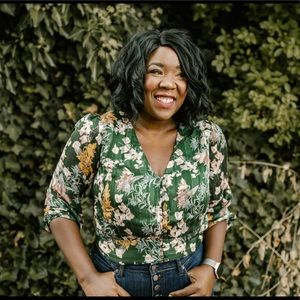 Button down shimmer blouse